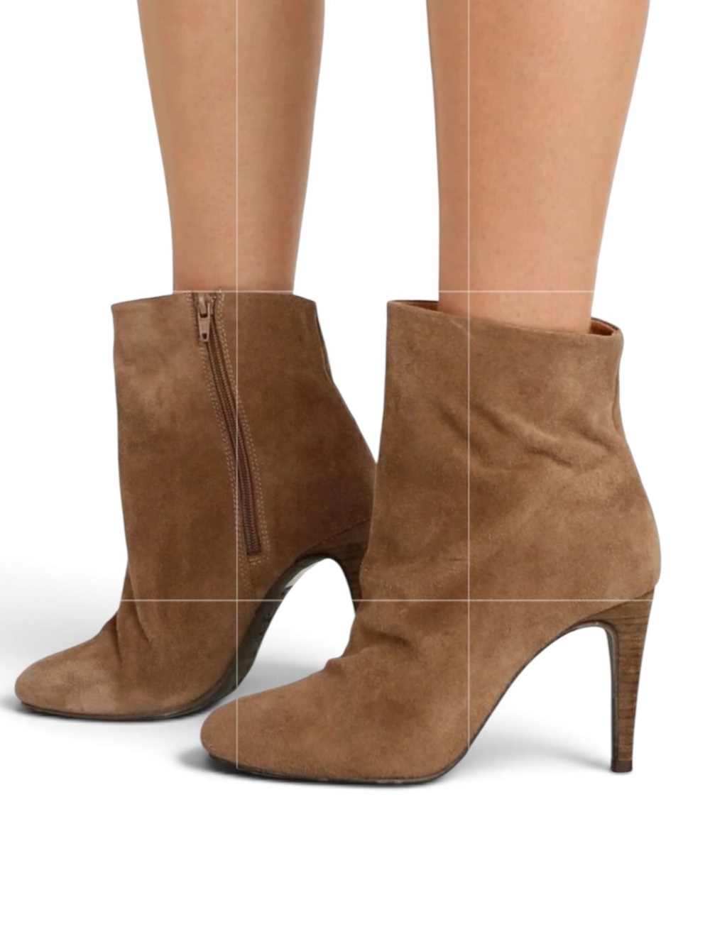 Free People Women's Fairfax Tan Suede Slouchy Stiletto Heel Booties US 10 EU 41